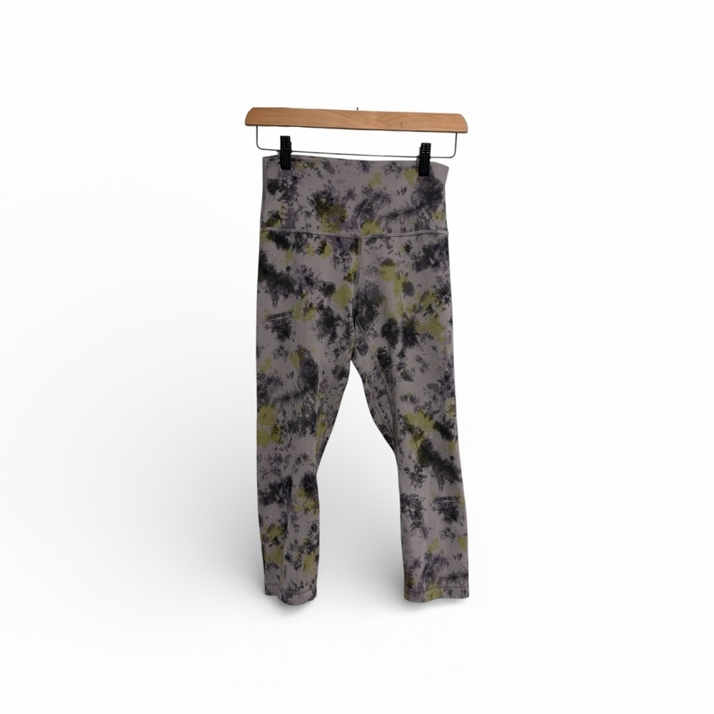 Lululemon Align High Rise Cropped Radial Tie Dye Mauve Grey Yoga Pants Leggings